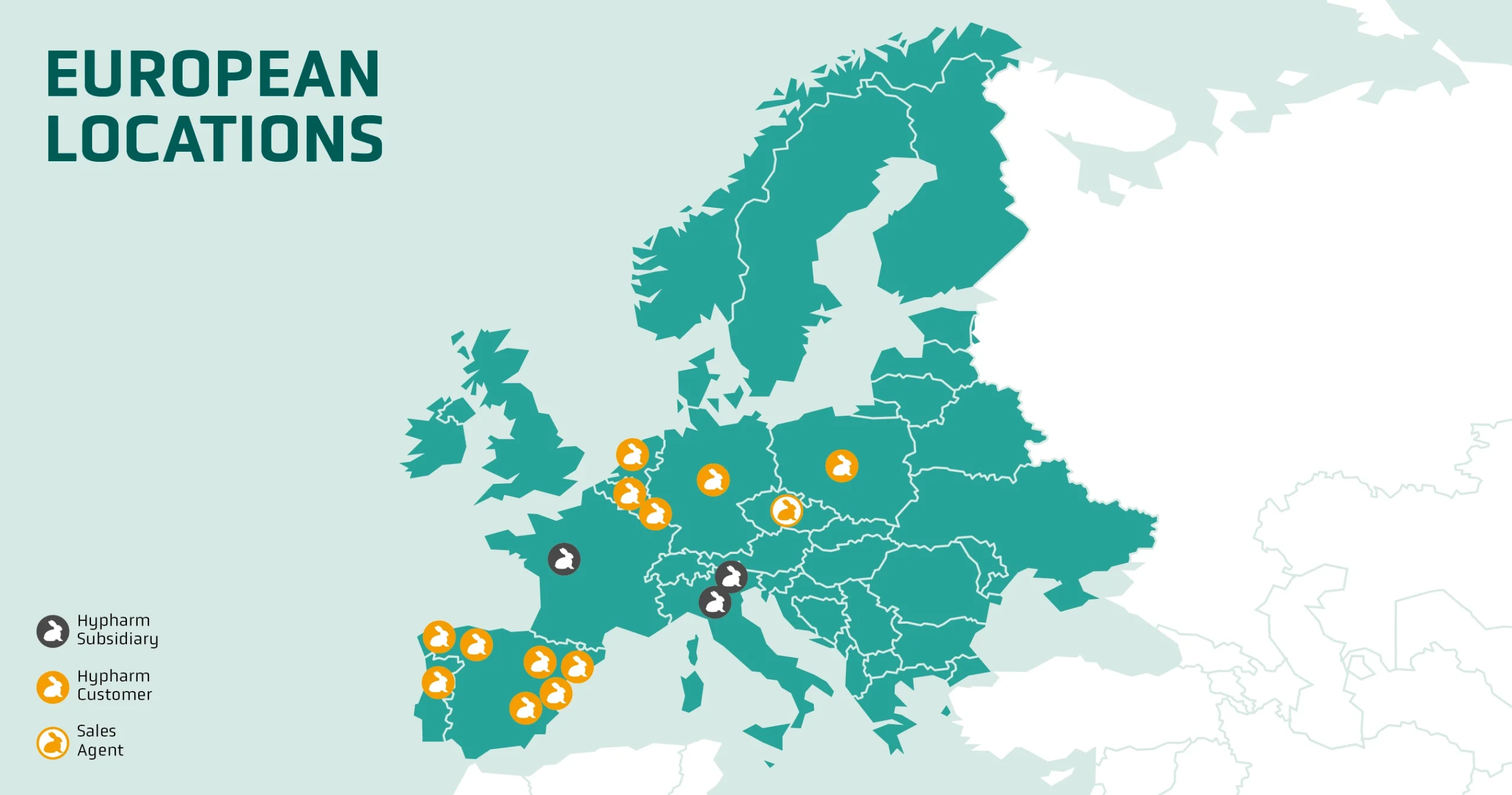Hypharm, implantations de la société de sélection cunicole en europe