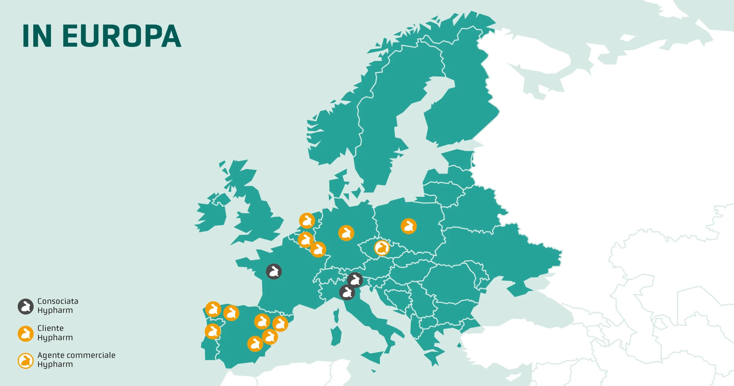 Hypharm, implantations de la société de sélection cunicole en europe