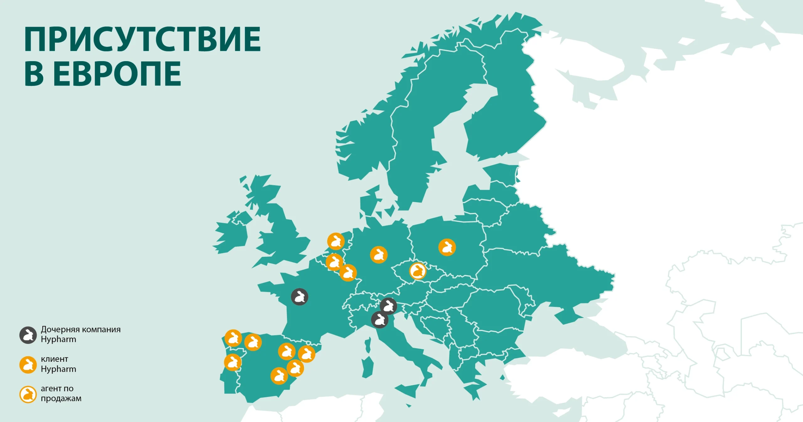 Hypharm, implantations de la société de sélection cunicole en europe