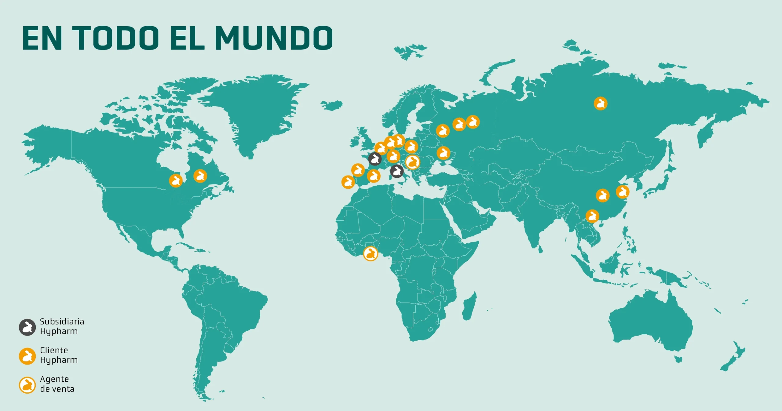 Carte des implantation d'Hypharm dans le monde